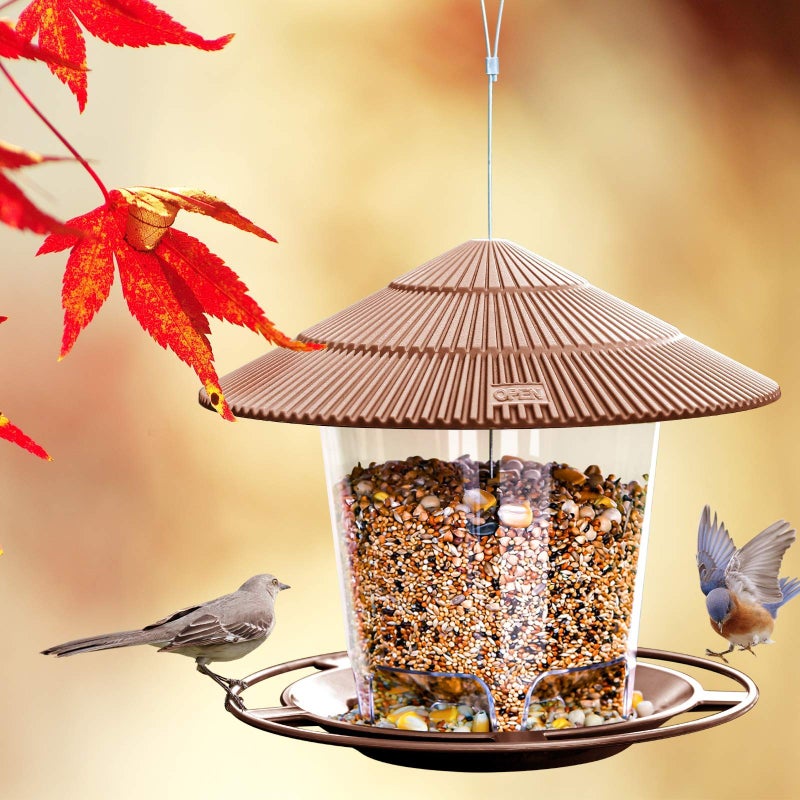 Hanizi Bird Feeder Outdoor Hanging for Wild Bird Seed, Brown - Image 4